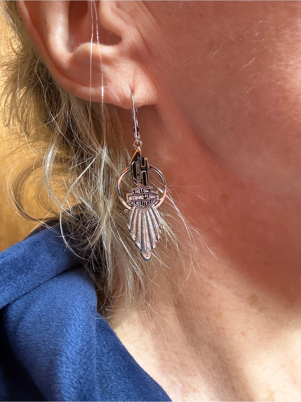 Authentic HarleyDavidson SilverTone. Feather Logo Earrings.
It’s Harley season!!